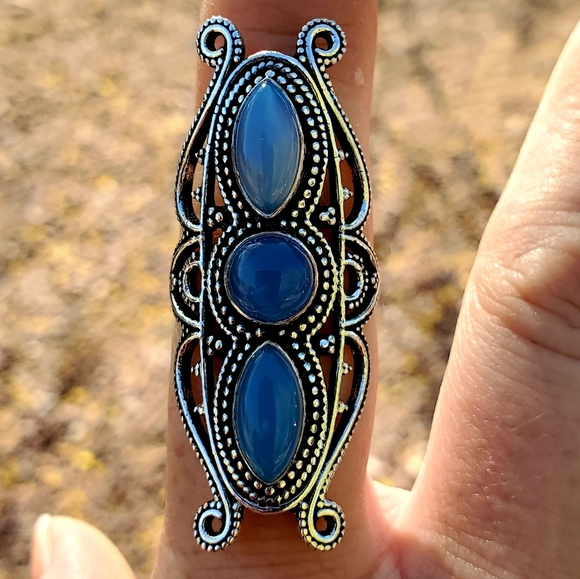 New Chalcedony 925 Silver Statement Ring. - Picture 3 of 12